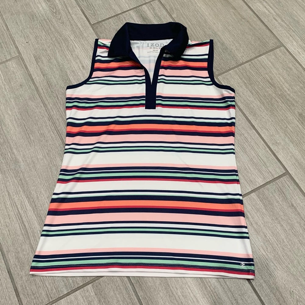 Izod golf multicolor striped top